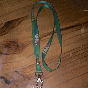 Green, Vans off the Wall lanyard.